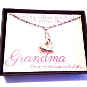 Sterling Silver Grandma Heart Pendant Necklace NIB